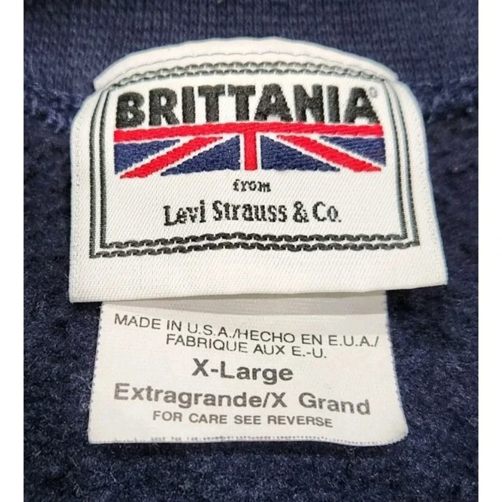 VINTAGE Brittania Sweatshirt Mens L Navy Blue Levis Strauss & Co. Crewneck‎ 90s